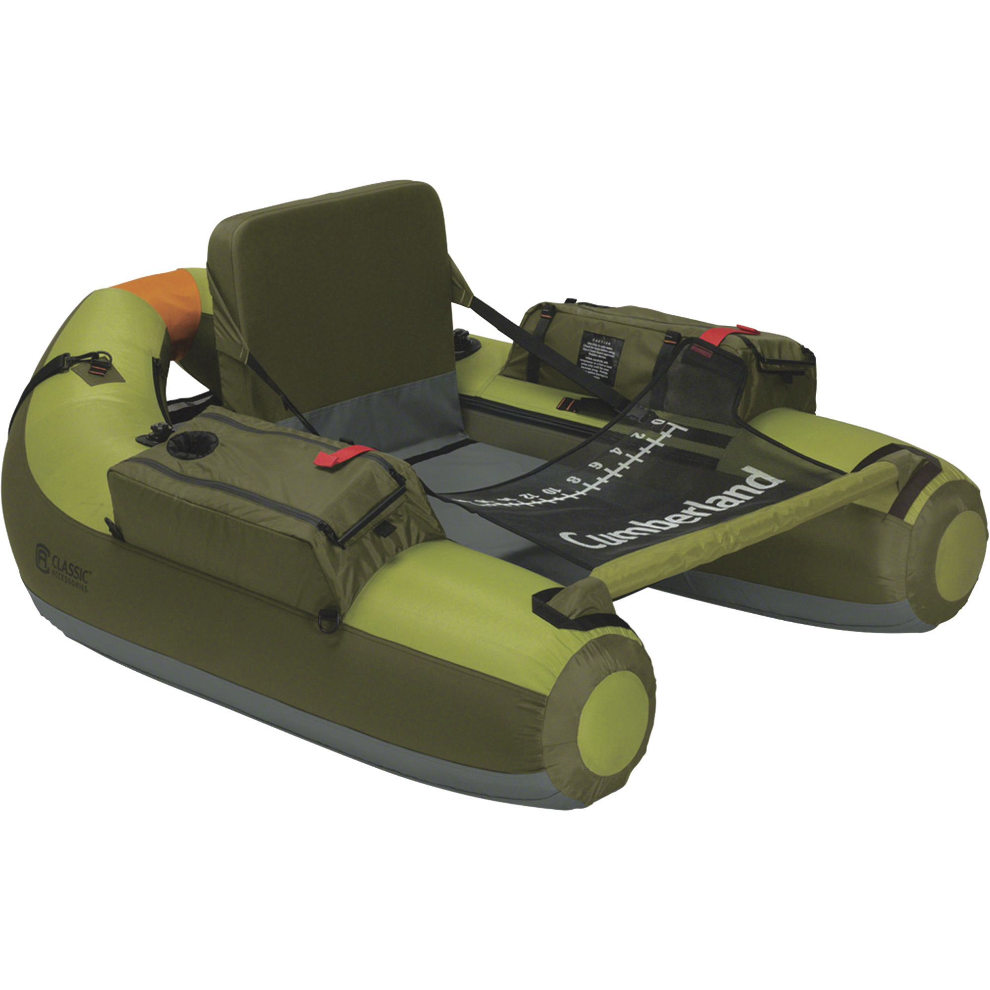 Classic Accessories Cumberland Inflatable Fishing Float Tube With Backpack Straps, Apple Green and Olive, Model# 32-001-011101-00